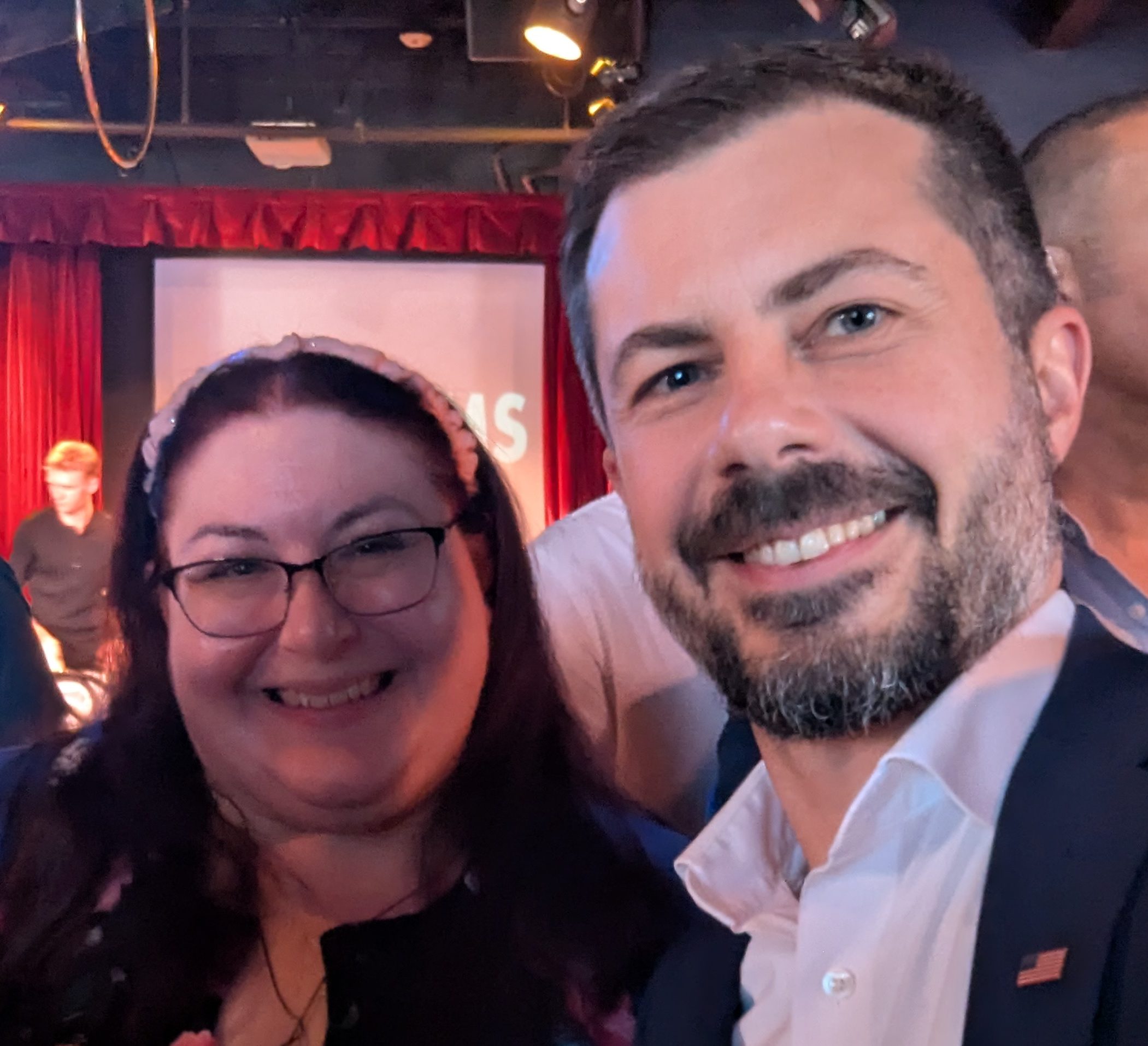 Picture of Chair Cynthia King with Former Secretary of Transportation Pete Buttigieg.